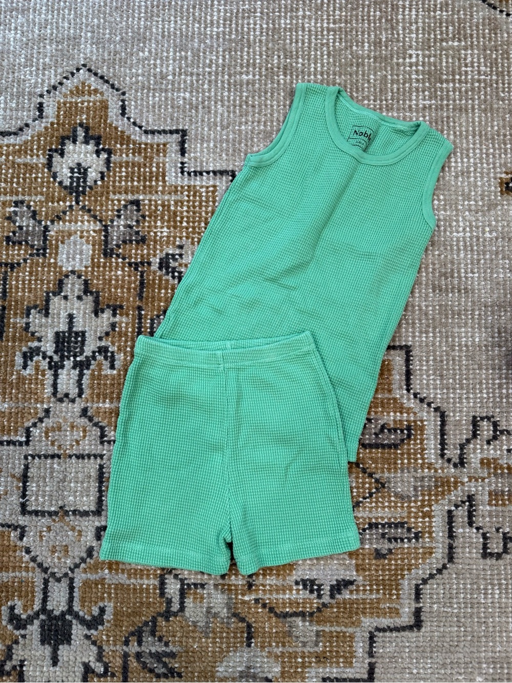 Shop Noble Mint Green Waffle Tank & Shorts Set